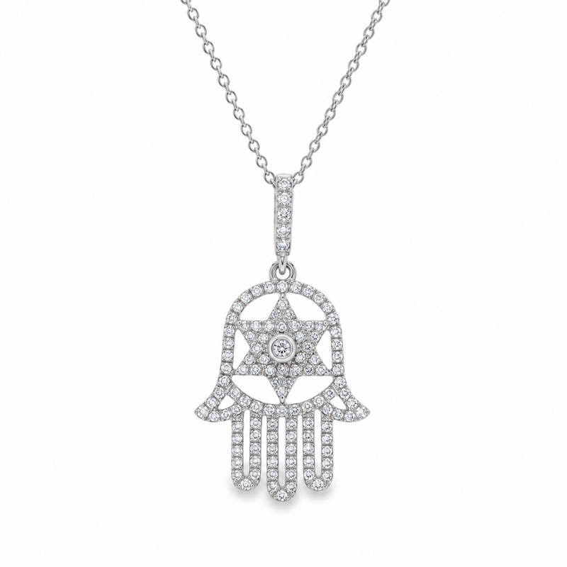 Guardian Light Hamsa & David Star Necklace 71825