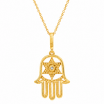 Guardian Light Hamsa & David Star Necklace 71825