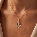 Guardian Light Hamsa & David Star Necklace 71825
