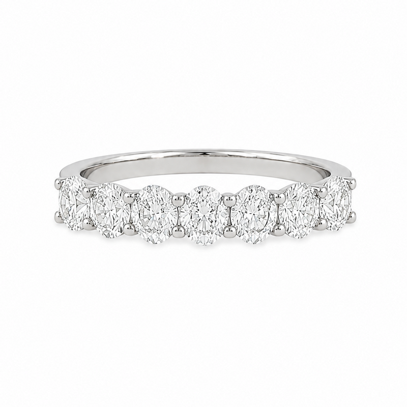 Half Eternity Oval Diamond Wedding Band in 14K gold