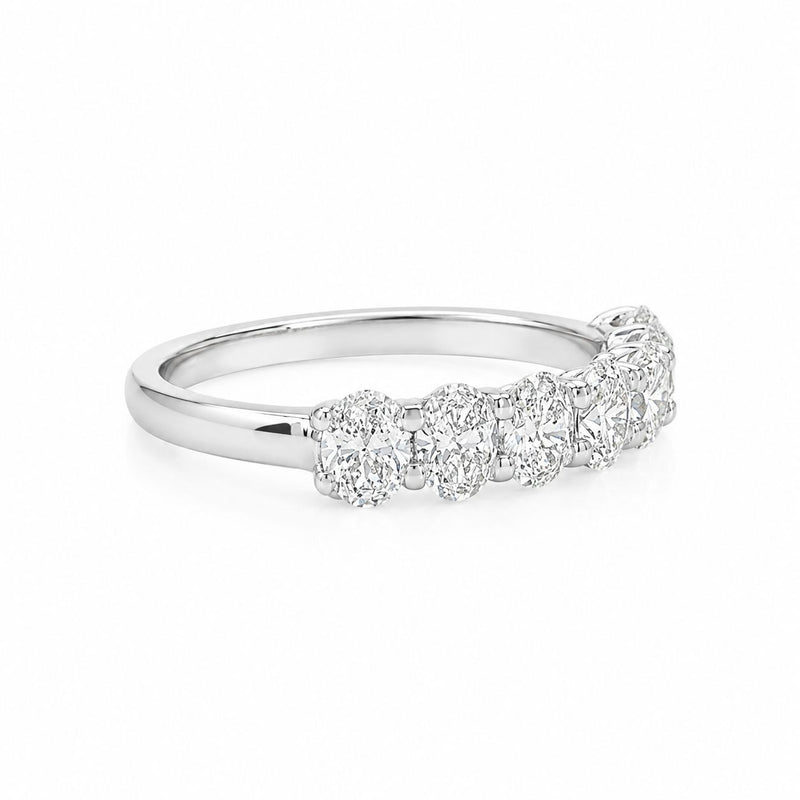 Half Eternity Oval Diamond Wedding Band in 14K gold, view 2