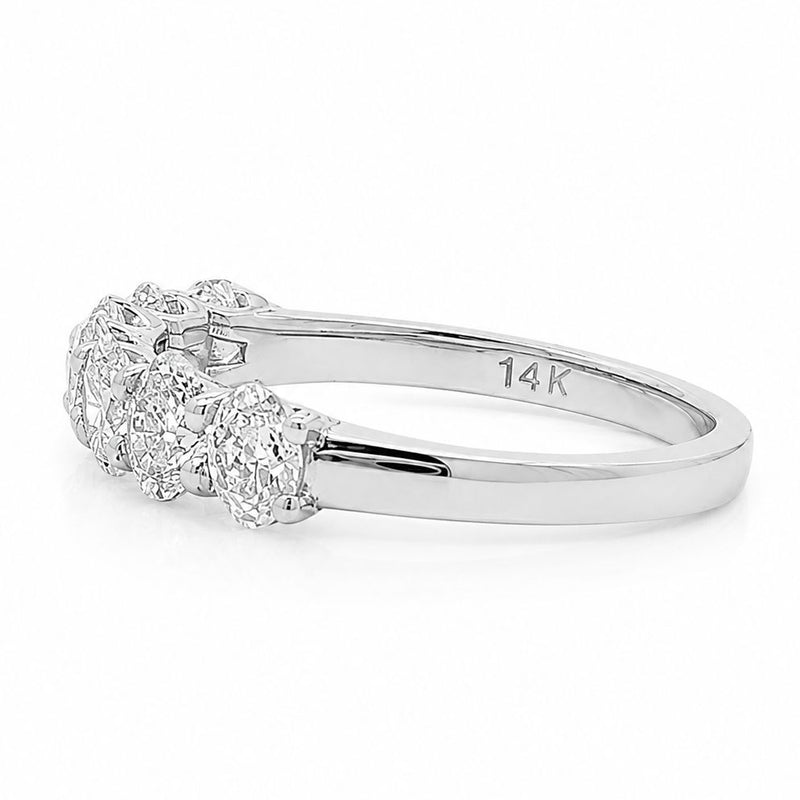 Half Eternity Oval Diamond Wedding Band in 14K gold, view 4