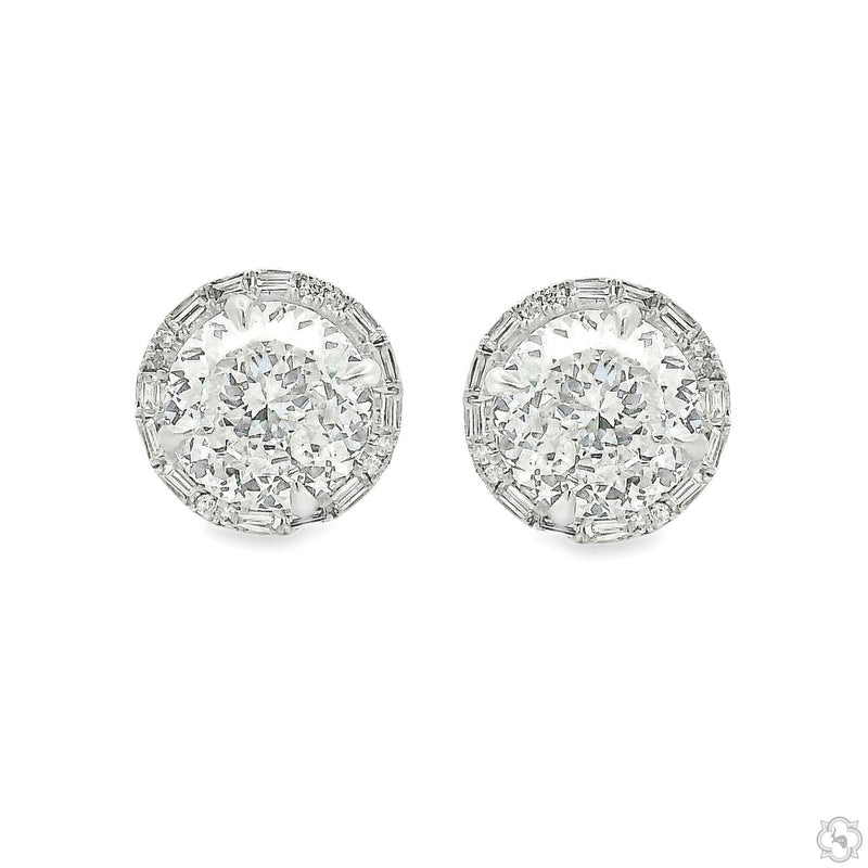 Halo Portuguese Cut Diamond Studs 70866 - Image 4