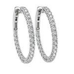 White gold inside-out diamond hoop earrings with round-cut diamonds, elegant and sparkling.