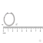Silver inside-out diamond hoop earrings with secure latch clasp, 25mm diameter.