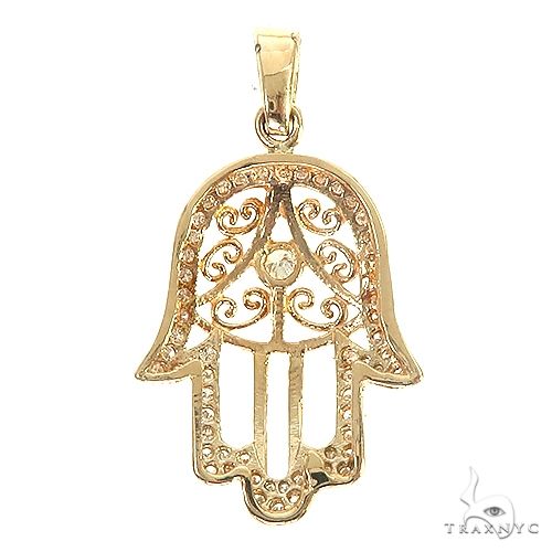14K Gold Hamsa Diamond Pendant, photo 3 of 6