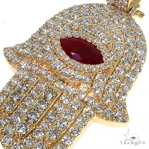 14K Gold Hamsa Diamond Pendant, photo 3 of 6