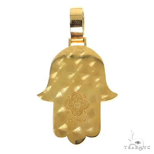 14K Gold Hamsa Lab-Grown Diamond Pendant, photo 4 of 7