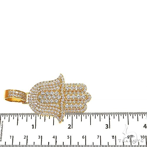 14K Gold Hamsa Lab-Grown Diamond Pendant, photo 6 of 7