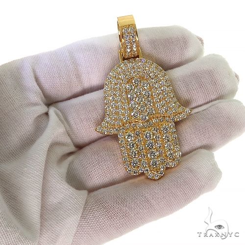 14K Gold Hamsa Lab-Grown Diamond Pendant, photo 7 of 7