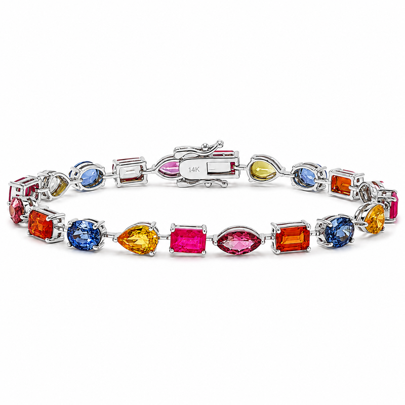 Harmony Shape Multicolor Sapphire Tennis Bracelet 71628