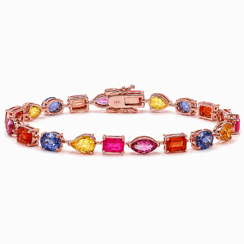 Harmony Shape Multicolor Sapphire Tennis Bracelet 71628
