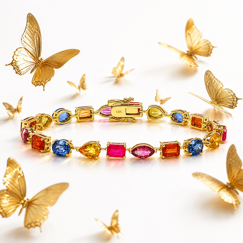 Harmony Shape Multicolor Sapphire Tennis Bracelet 71628