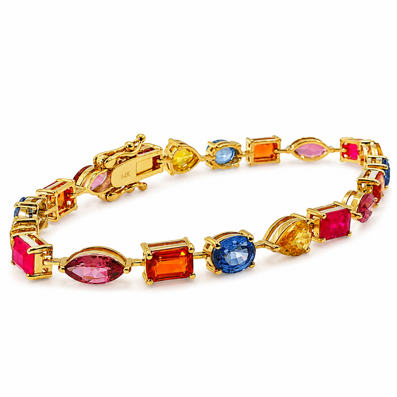 Harmony Shape Multicolor Sapphire Tennis Bracelet 71628