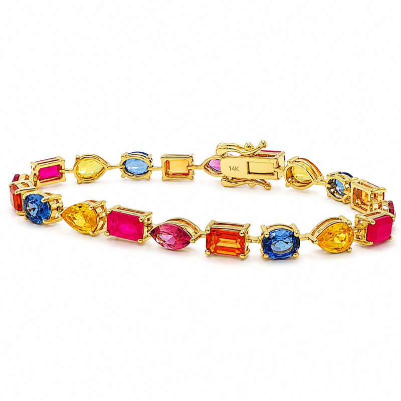Harmony Shape Multicolor Sapphire Tennis Bracelet 71628