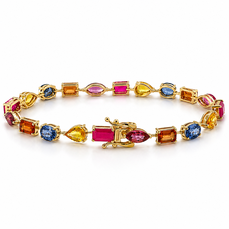 Harmony Shape Multicolor Sapphire Tennis Bracelet 71628