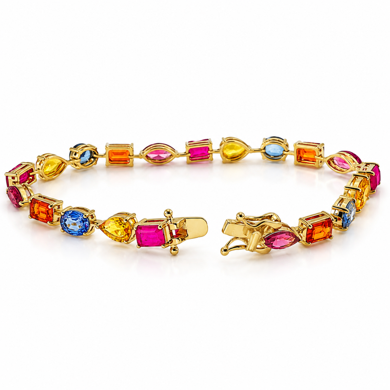 Harmony Shape Multicolor Sapphire Tennis Bracelet 71628