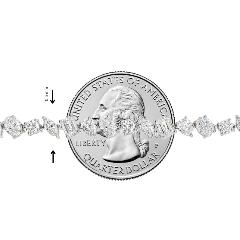 Delicate silver chain necklace with small round diamonds in a continuous pattern.
