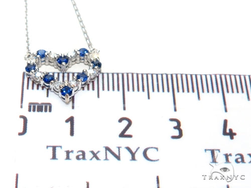 Heart Blue Sapphire Diamond Necklace 40833 - Image 10