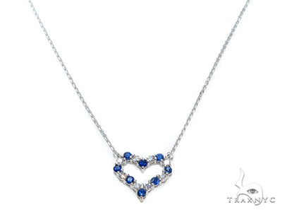 Heart Blue Sapphire Diamond Necklace 40833 - Image 1