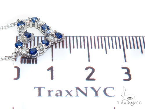 Heart Blue Sapphire Diamond Necklace 40833 - Image 9