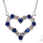 Heart Blue Sapphire Diamond Necklace 40833 - Image 3