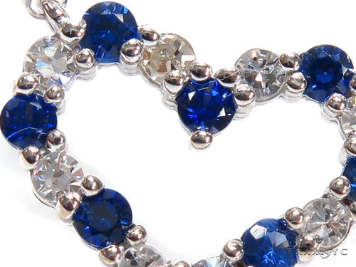 Heart Blue Sapphire Diamond Necklace 40833 - Image 4