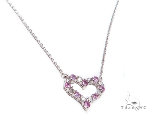 Heart Pink Sapphire Diamond Necklace 40829 - Image 2