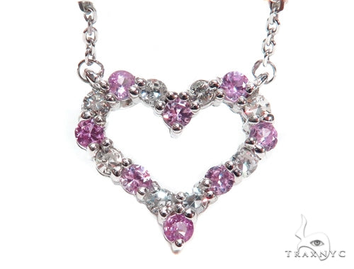 Heart Pink Sapphire Diamond Necklace 40829 - Image 3