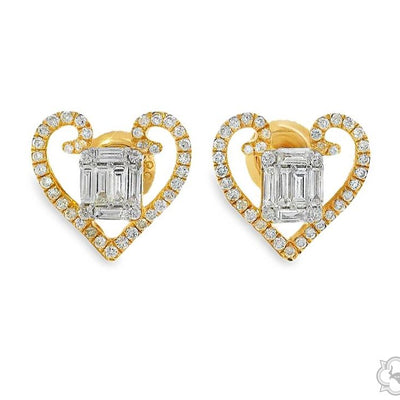 Heart Shape Baguette Diamond  Earrings 70308 - Image 1