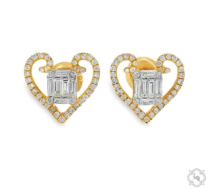Heart Shape Baguette Diamond  Earrings 70308 - Image 1