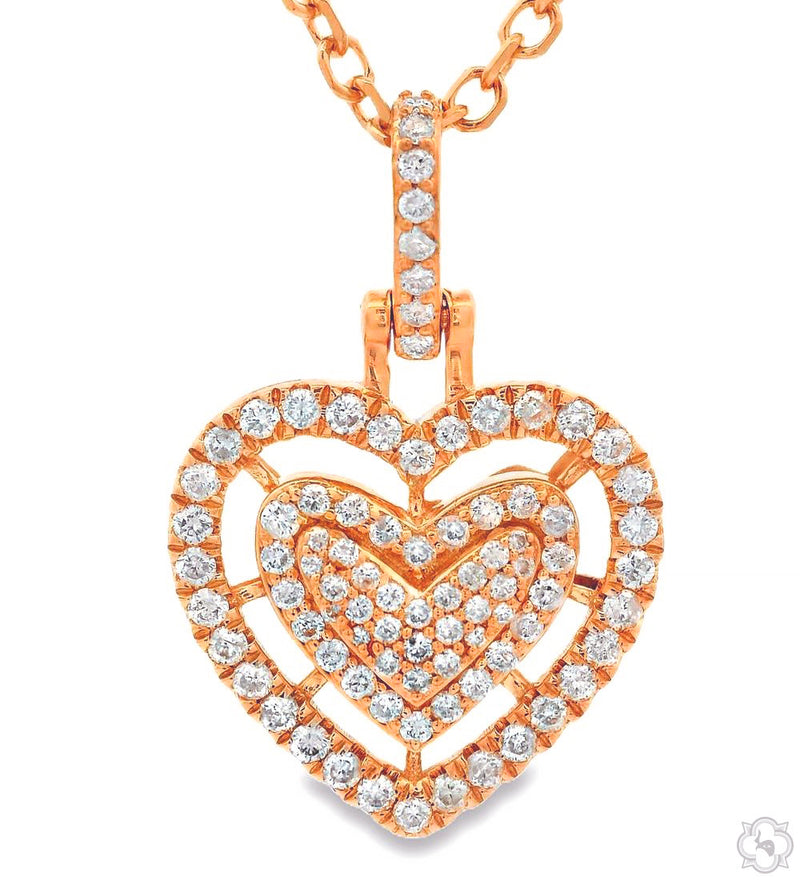 Heart Shape Diamond Necklace in 10K gold, view 2