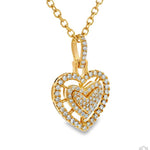 Yellow gold heart-shaped necklace with sparkling diamonds on delicate chain.