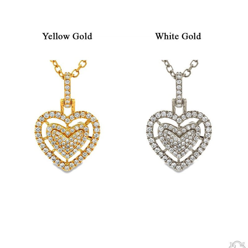 Yellow gold heart-shaped necklace with sparkling diamonds on delicate chain.