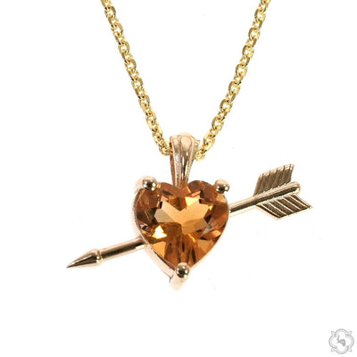 14K Gold Heart Shape Citrine Necklace Medium