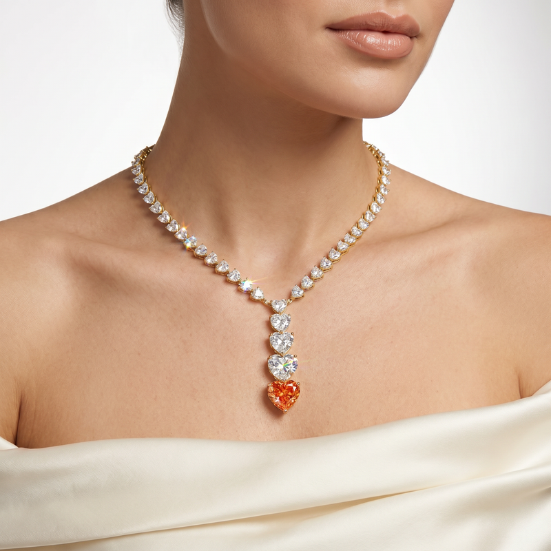 Heart Cascade Diamond Lariat Necklace 71630