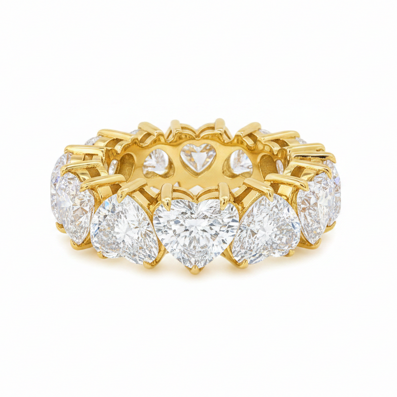 Heart Eternity Diamond Ring in 14K gold, view 2