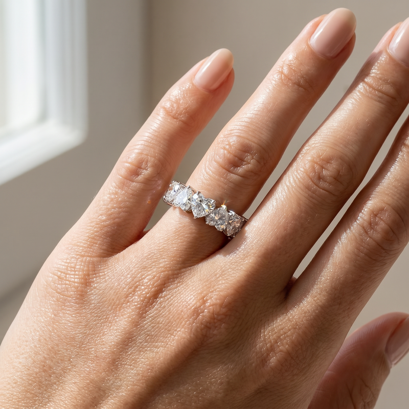 Heart Eternity Diamond Ring in 14K gold, view 6
