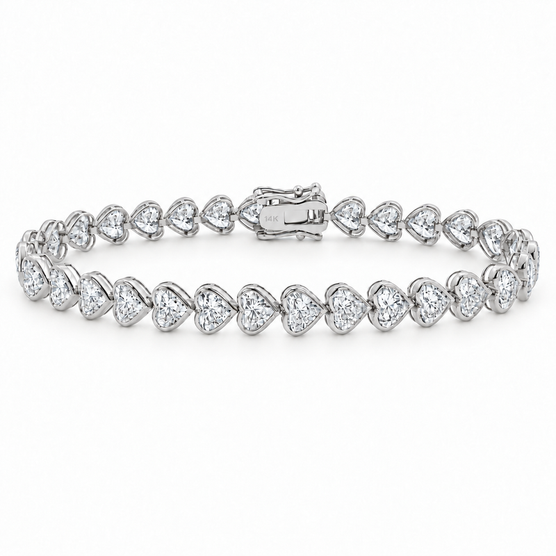 Heart Shape Diamond Tennis Bracelet 71809