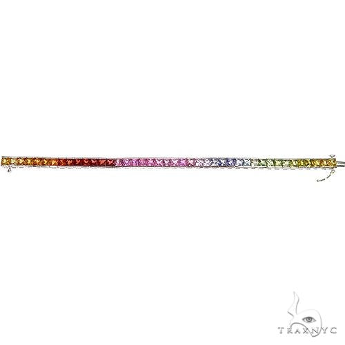 14K Gold Helga Rainbow Sapphire Princess Cut Bracelet, photo 5 of 6