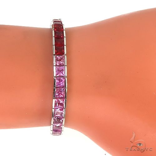 14K Gold Helga Rainbow Sapphire Princess Cut Bracelet, photo 6 of 6