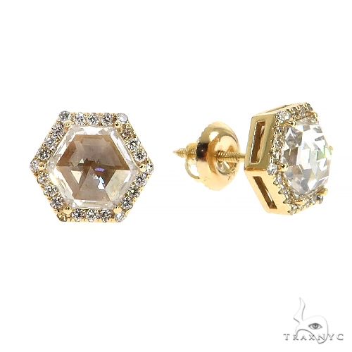 14K Gold Hexagon Lab-Grown Diamond Earrings, photo 2 of 4
