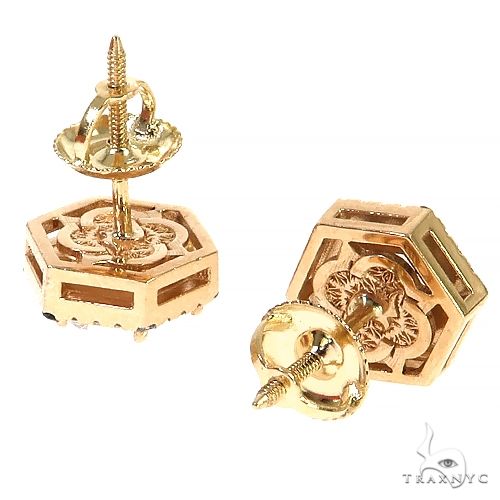 14K Gold Hexagon Lab-Grown Diamond Earrings, photo 3 of 4
