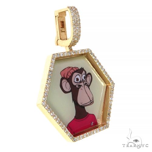 14K Gold Hexagon Diamond Photo Pendant, photo 2 of 6