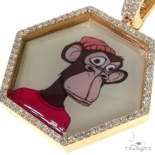 14K Gold Hexagon Diamond Photo Pendant, photo 3 of 6