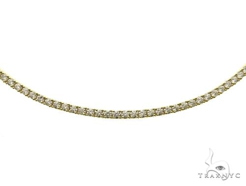 Men's diamond chain in 14k yellow gold, 24 inches – front-facing flat lay showing full length and diamond coverage