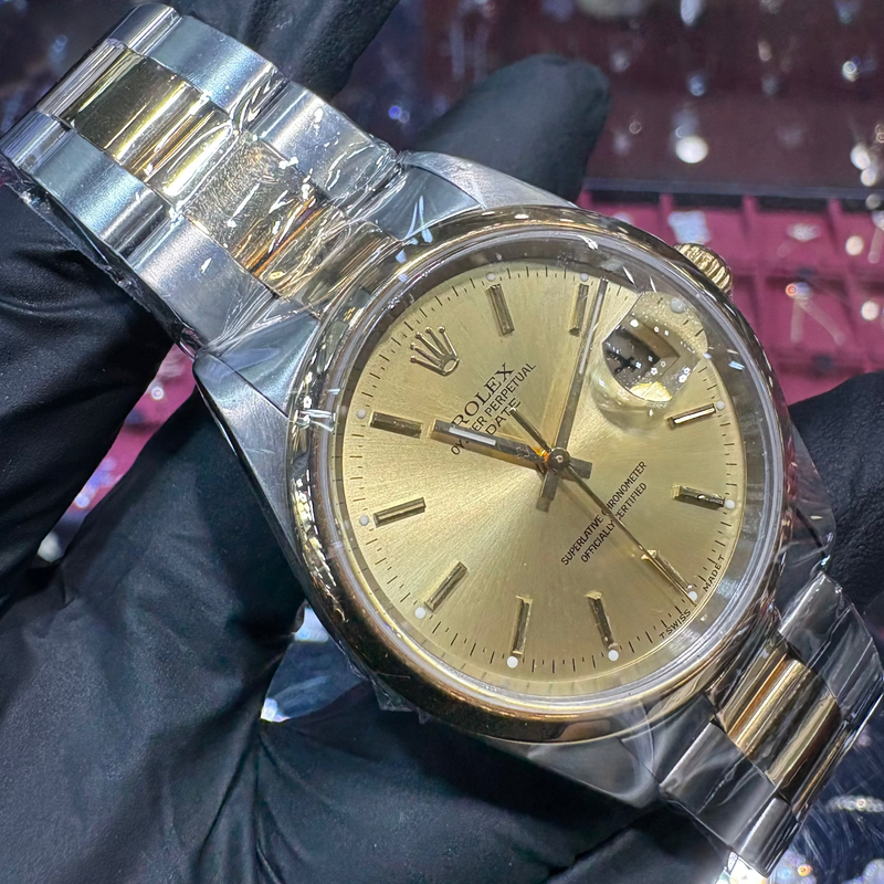 Rolex OysterDate 36mm | Two Tone Gold |  Champagne Stick Dial