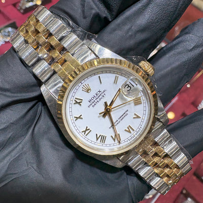 Rolex DateJust 31mm | Two Tone Gold| White Roman Dial | 68273