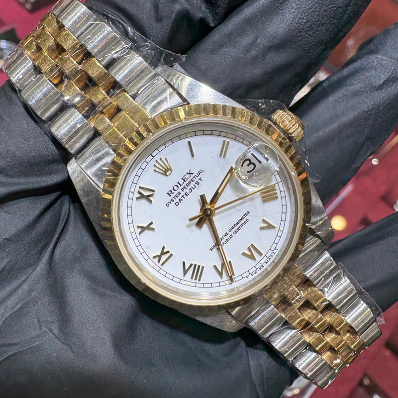 Rolex DateJust 31mm | Two Tone Yellow Gold | "White Roman" | 68273