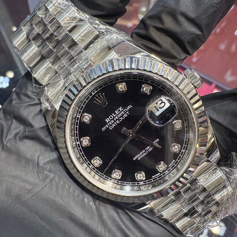 2017 Rolex DateJust 41mm | Oystersteel | Black Diamond Dial | 126334